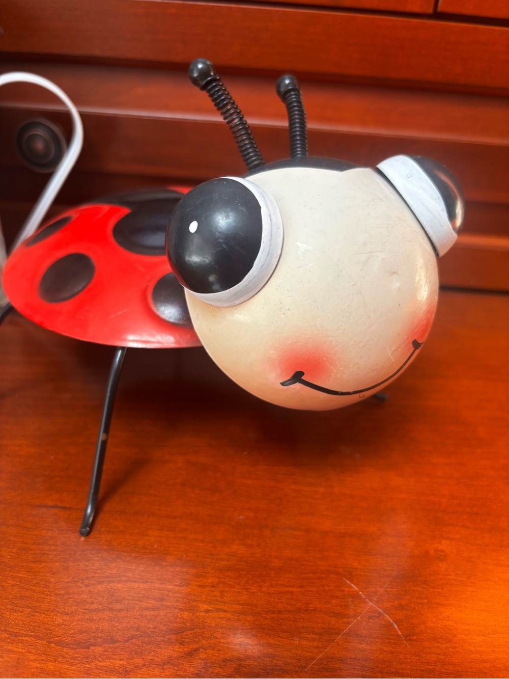 Adorable garden 9” Huge Popping Ladybug Metal Bobber garden